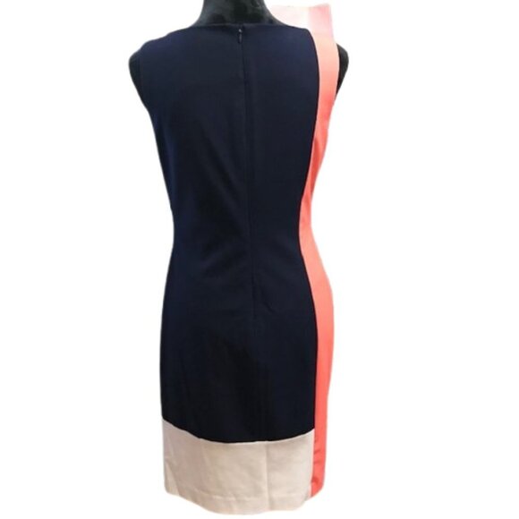LAUREN Ralph Lauren Women's Colorblock Navy Sleeveless Sheath Dress Size 4 - Picture 4 of 10